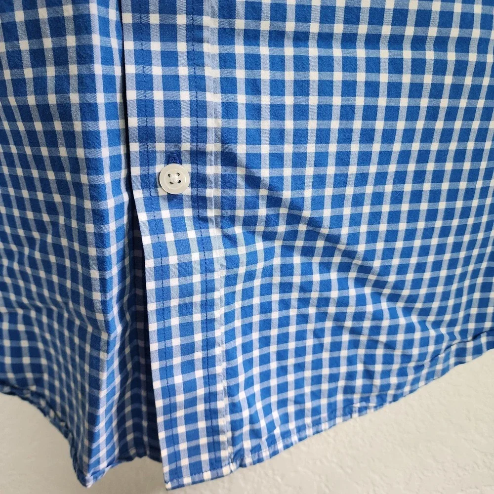 Banana Republic Mens Blue Plaid Regular Fit Long Sleeve Button Up Shirt XL